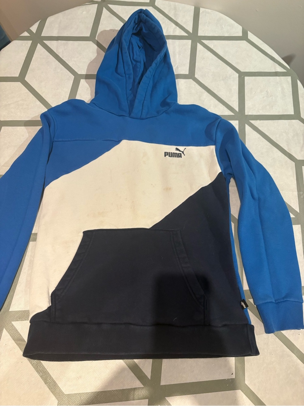 3/15$ Puma Blue White Navy Colorblock Kids Hoodie